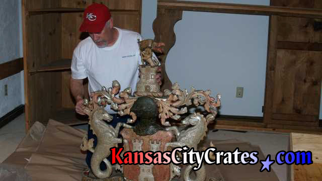preparing a family crest for crating