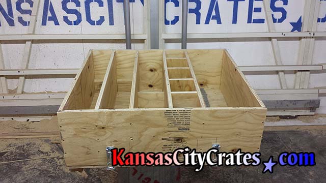 Custom crate with compartments and dividers for shipping scentefic instruments used for testing