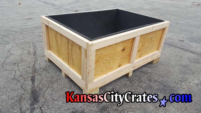 Corner blocks are placed on corners and center positions for convenient forklift access