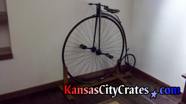 Original antique Hi-wheel (Penny-farthing) bicycle before crating.  circa 1884