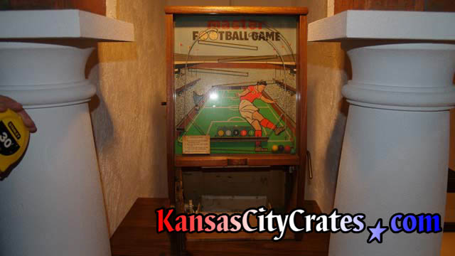 Circa 1957 coin operated Football game by Mastermatic Master Vending Machin Co LTD measured for crate.