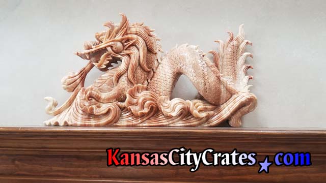Finely carved Japanese Dragon in Reddish Marble