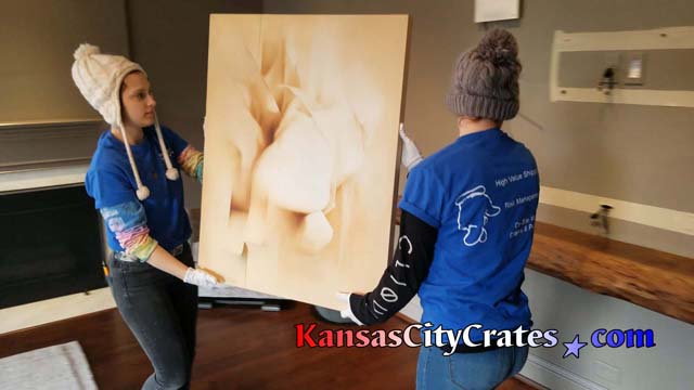 3D cotton art handled by KansasCityCrates packers wearing white cotton gloves