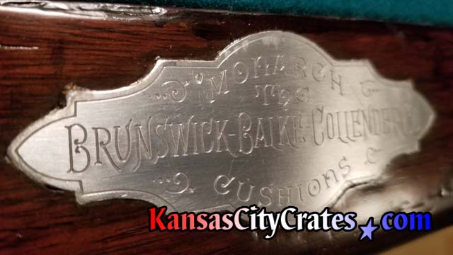 Brunswick-Balke-Collender Nameplate made of silver