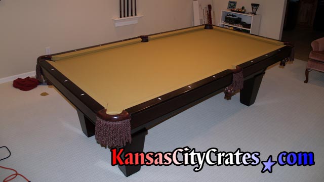 American Heritage Billiard Table with gold color playing cloth.
