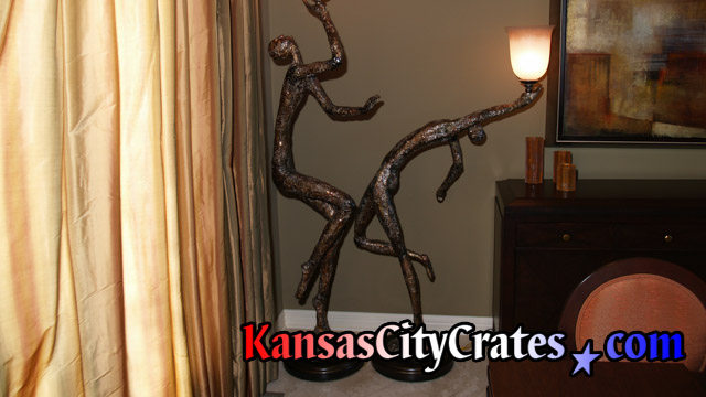 Two ballet dancers made of bronze in dining room at home in Lenexa KS  66215
