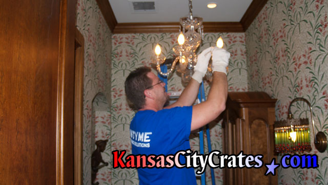 Undressing lead crystal chandelier at home in Knob Noster MO  65336