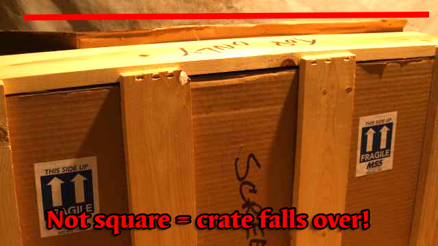 crate not assembled square rocks when set on floor