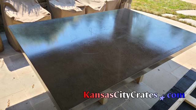 Smaller concrete table before crating