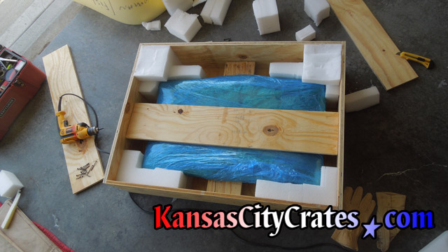 Special shock resistant crate built for fragile marble top removed from washboard at home in Kansas City MO  64157