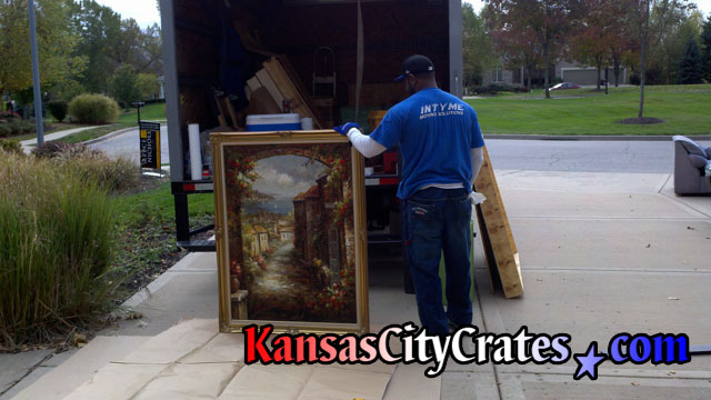 On-site cratiing of oil painting in Kansas City