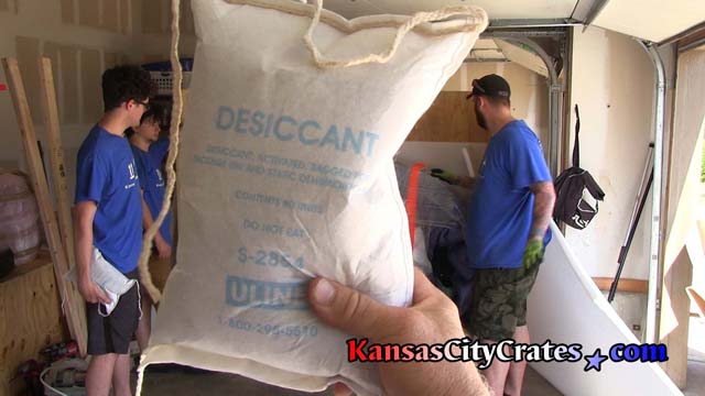 Desiccant added to crate for sea shipping purchased from Uline