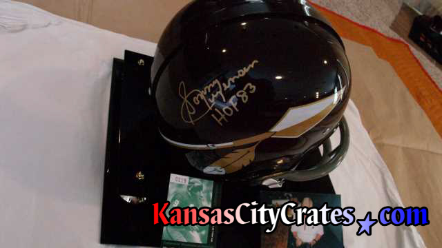 Autographed by Sonny Jurgensen Hall of Fame 1983 getting wrapped for packing into export crate.