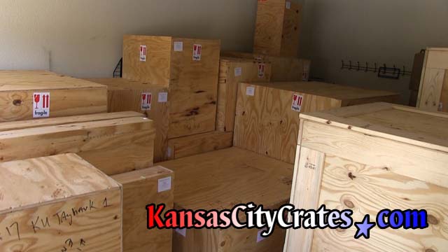 Garage full of nineteen solid wall crates of taxidermy collection