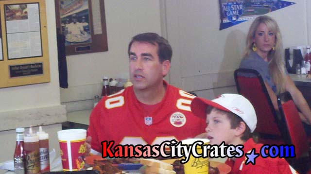 Kansas City native Rob Riggle filming a commercial for Monday night Football at Bryants BBQ on Brooklyn Avenue in Kansas CIty MO