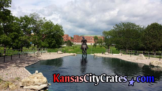 Photo taken at Penn Valley Park showing the iconic Scout Statue overlooking downtown Kansas City