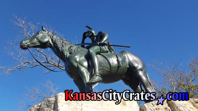 Upclose photo of the iconic Scout Statue in Penn Valley Park Kansas CIty MO