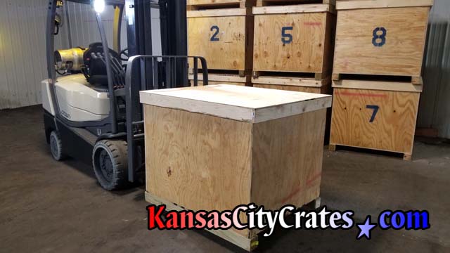 Crown C5 internal combustion forklift is used to move bulk containers at Kansas City Crates
