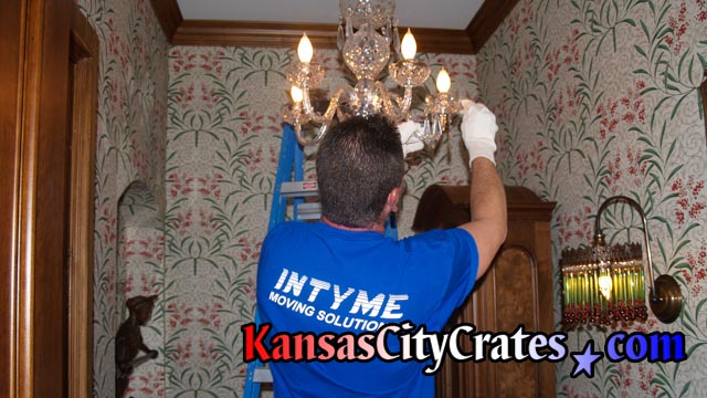 Chris undressing Waterford Crystal Chandelier