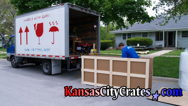 On-site crating service photo of truck at home